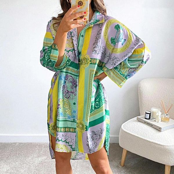 

women's t-shirt casual blouses dressesshirt dress summer long sleeve shirt women v neck y2k print clothes loose beach party, White
