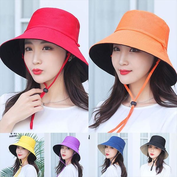 

cotton wide brim sunshade hat women summer sun hats foldable beach uv potection fashion patchwork bucket cap fisherman caps, Blue;gray
