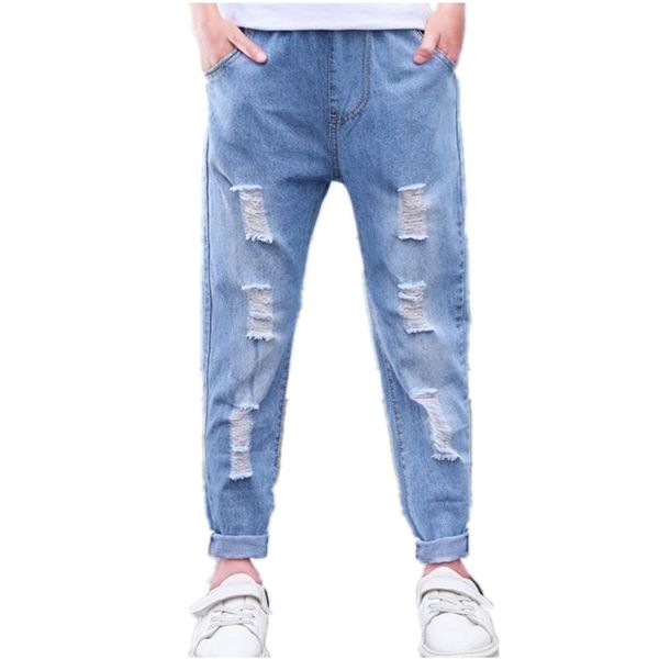 

jeans for girl hole spring autumn children casual style children's clothing 6 8 10 12 14, Blue