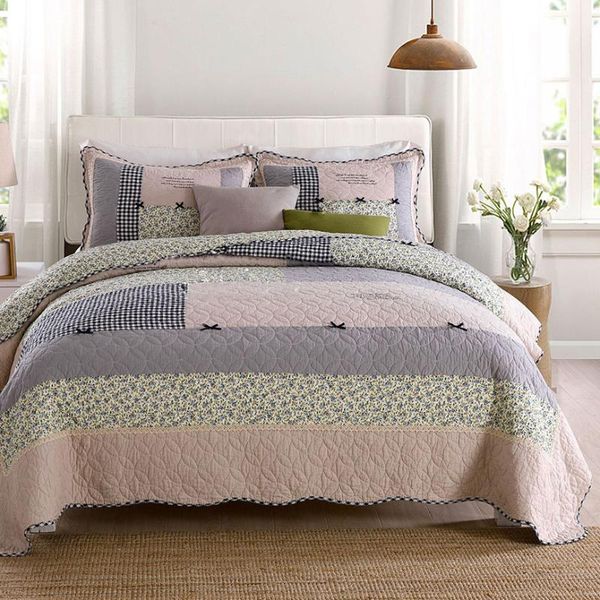 

comforters & sets quality cotton bedspread quilt set 3pcs coverlet korea patchwork quilts aircondition bed cover king queen size bedding bla