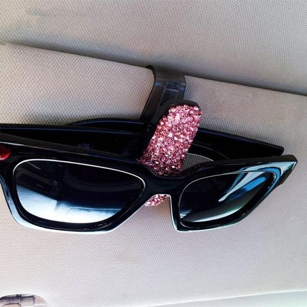 

car organizer bling rotating glasses holder, card holder bill diamond visor clip