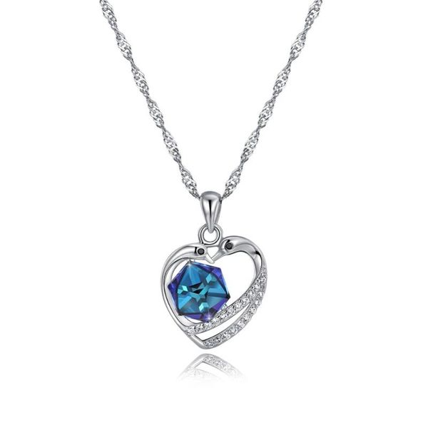 

chains v882 silver necklace heart rings women's crown zircon jewelry engagement party wholesale