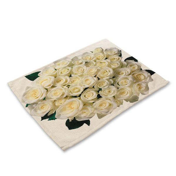 

mats & pads flower rose pattern kitchen placemat sun dining table mat drink cotton linen bowl cup