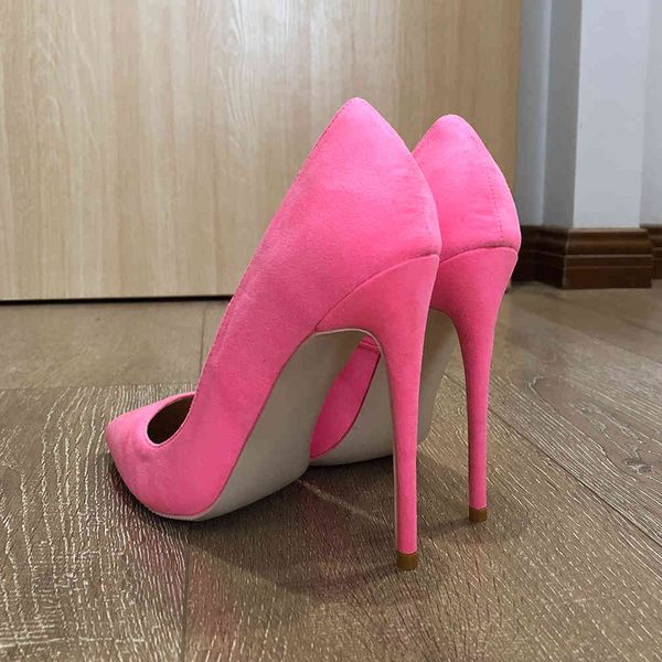 

dress shoes tikicup women solid pink flock pointy toe high heels ladies plain formal slip on chic stiletto pumps 8cm 10cm 12cm uxo, Black