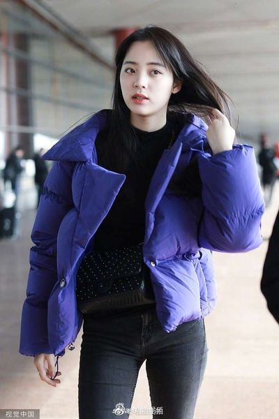 

loose ouyang purple nana short star down same cotton thickened bread jacket pants suit women's fashion, Black