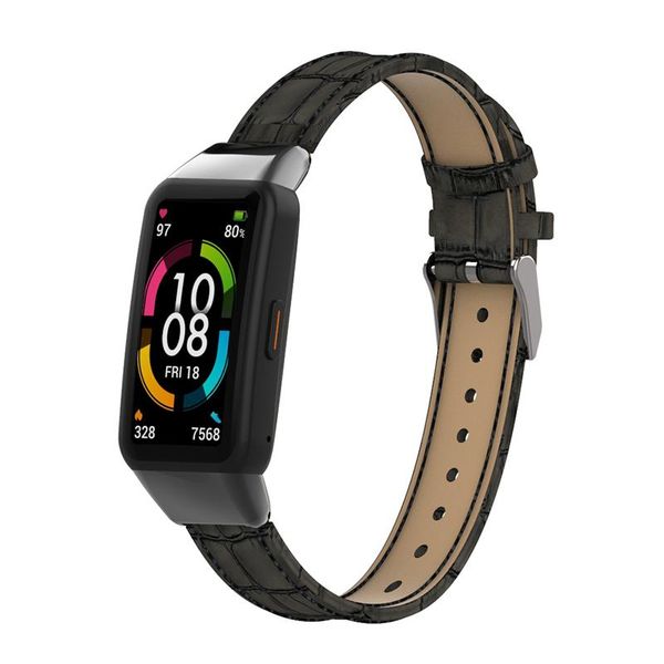 

watch bands bracelet for huawei band 6 strap genuine leather smart wrist belt honor band6 wristband replacement accessories, Black;brown