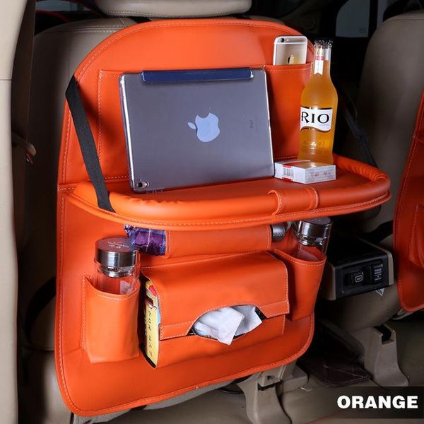 

car organizer leather pad bag chair back foldable table tray travel storage tool
