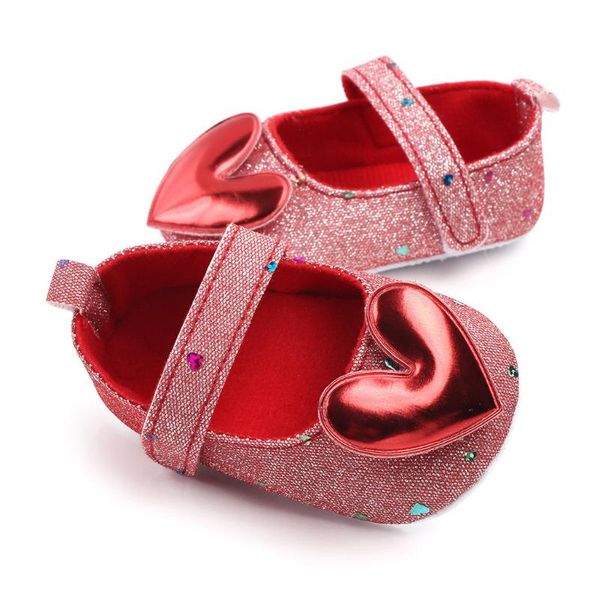 

baby princess shoes pu leather first walker shinning love pattern with bow baby girls soft soled shoes for newborn