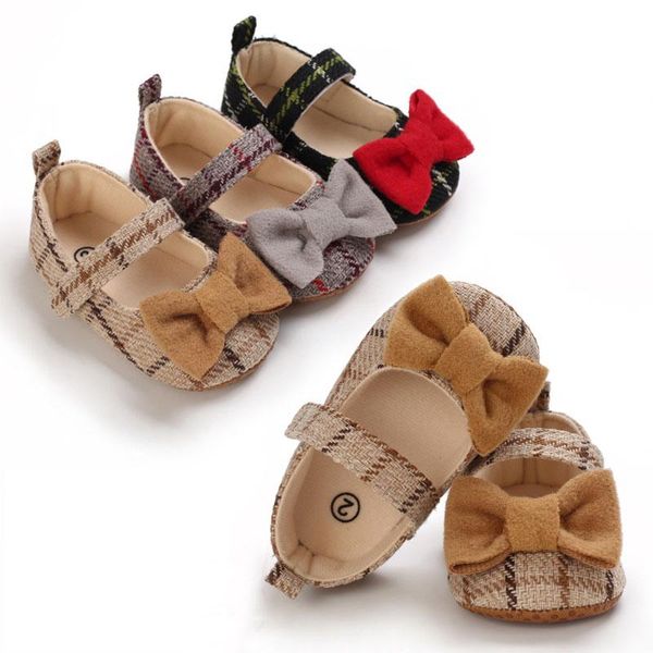 

first walkers baby girls toddler shoes bow knot princess soft-sole infant 0-18 month cute born girl plaid