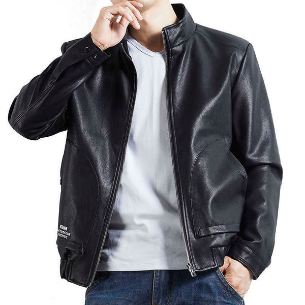 Plus size 5XL 6xl 7xl homens preto casual jaqueta de couro primavera jaqueta de jaqueta masculina de gordura PU jaqueta de motocicleta PU 211009