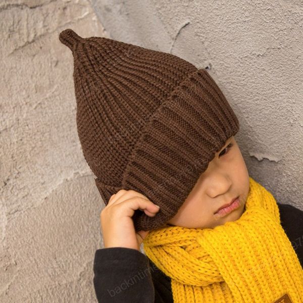 Simpatico cappello da bambino in tinta unita autunno inverno caldo berretto da neonato lavorato a maglia morbido berretto da esterno casual all'uncinetto per bambini ragazza ragazzo berretti