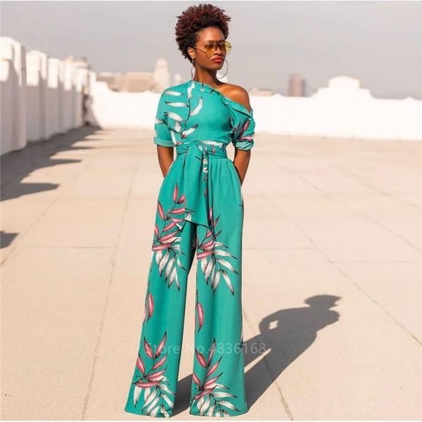 

ethnic clothing ladies african clothes 2021 pants oblique shoulder off jumpsuit america dresses for women trousers, Red