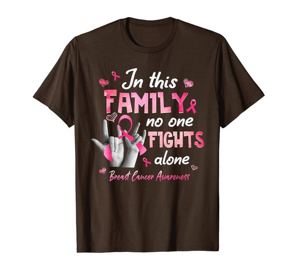 

in this family no one fights alone shirt breast cancer t-shirt, White;black