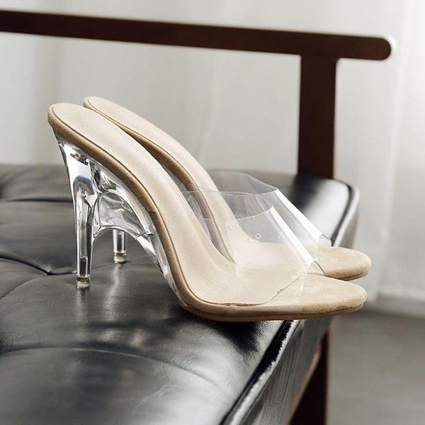 

sandals size transparent crystal high heels, Black