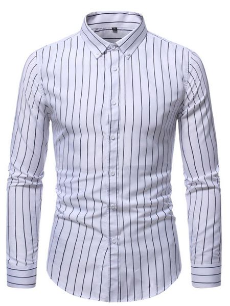 

men's casual shirts striped long sleeve shirt thin, White;black