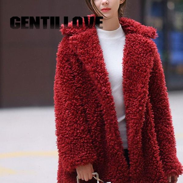 

spring winter faux fur women coat thicken plush warm jackets high street female cardigan fashion solid color ladies outwear, Black