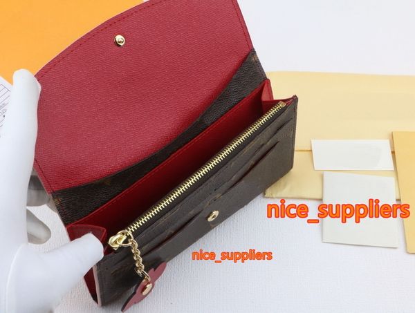 

2020 new genuine leather coin hasp long wallets 64202 men/women card holders purse bag cx#16 with box 19cm, Red;black