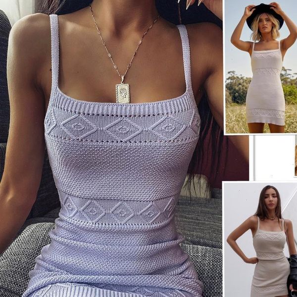 

2021 new female dress spring and summer explosion models knitted stretch strap dress for women, Black;gray