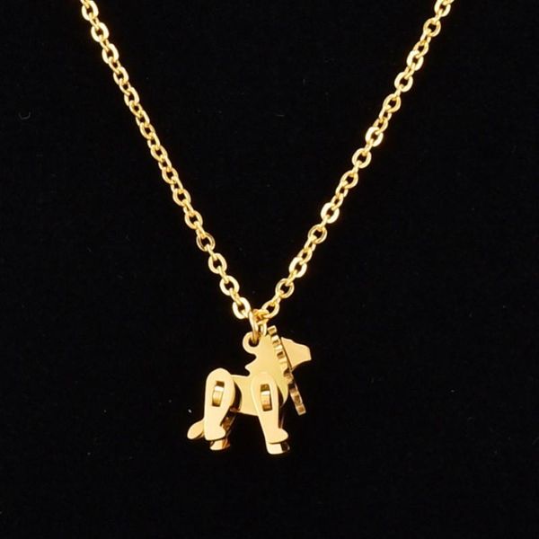 

chokers building block toy cute little lion animal childish girl titanium steel necklace boy clavicle chain, Golden;silver
