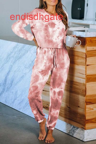 

short 2020 new women's home wear long sleeve suit summer tie dye printed pajamas, Black;white