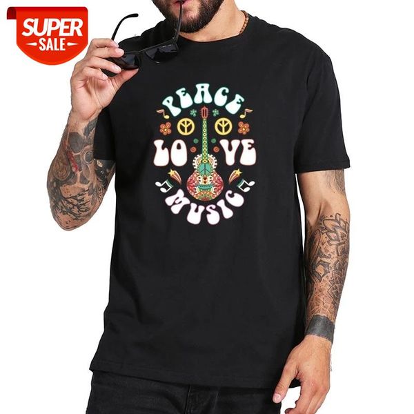 

peace love music hippie journal hippies peace love art t shirt short sleeved eu size 100% cotton tee #bh2h, White;black