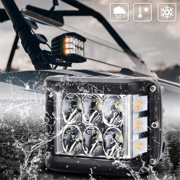 

automotive led headlights super bright dual side dual color strobe pods for truck atv 36w jeep mustang suv headlight 2021
