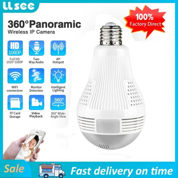 

cameras llsee hd 360 panorama wifi 1080p bulb home security camera wireless cctv surveillance fisheye network ip