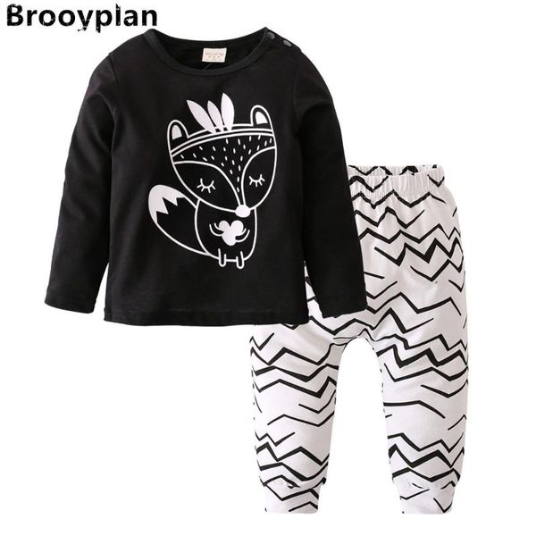

clothing sets 2021 fashion baby boy girl clothes set cotton long-sleeved printed t-shirt+pants born toddler sports suit, White