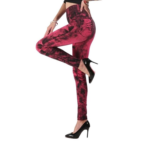 

women's leggings 2021 women fashion classic stretchy slim imitation jean skinny jeggings pants big size bottoms, Black