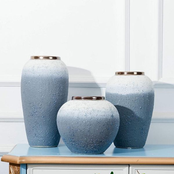 

jingdezhen ceramic vase craft ceramics floor large vase decoration three-piece