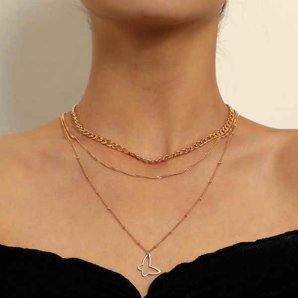 

pendant necklaces vintage choker butterfly chain necklace for women gold silver color collar wedding party fashion jewelry gift