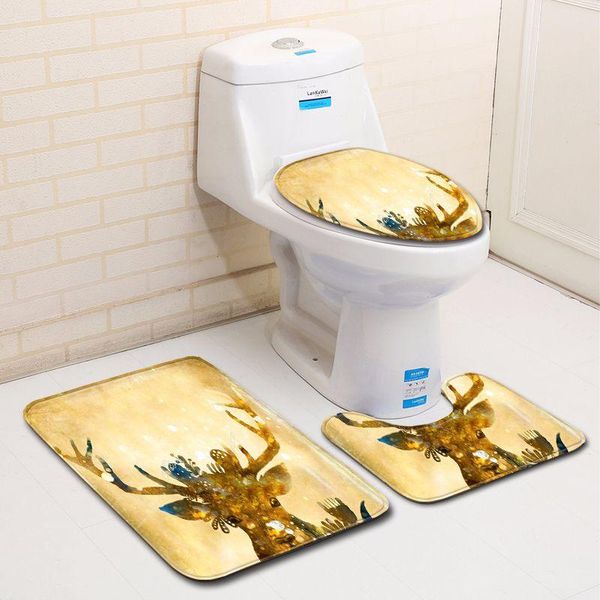 

bath mats 3d painted bathroom toilet three-piece floor mat door carpet rugs set bamboo rug