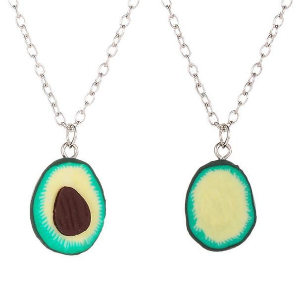 

pendant necklaces 2pcs avocado clay neck funny cartoon ceramic necklace fashion chain jewelry (water drop necklace), Silver