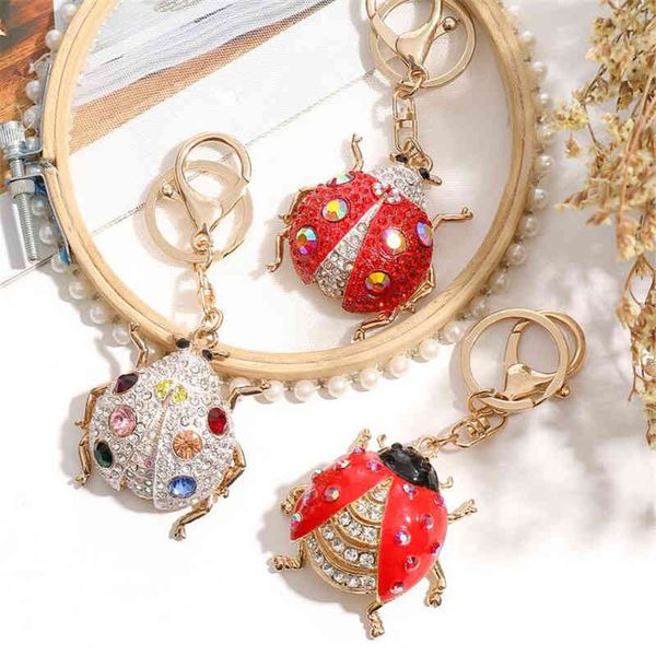 

cute red ladybug crystal rhinestone keyrings key chains rings bag purse holder car lovely keychains for women, Silver