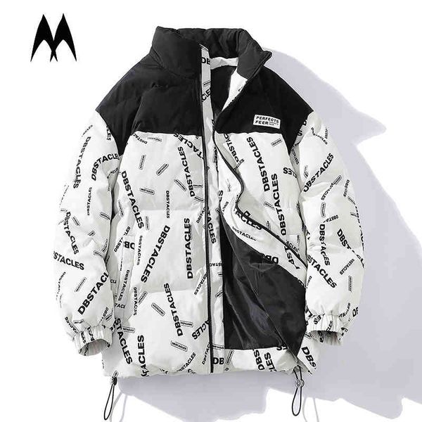 

street hip hop coat men 2021 winter thick parka et harajuku print ets fashion warm parkas mens outwear streetwear, Black;brown