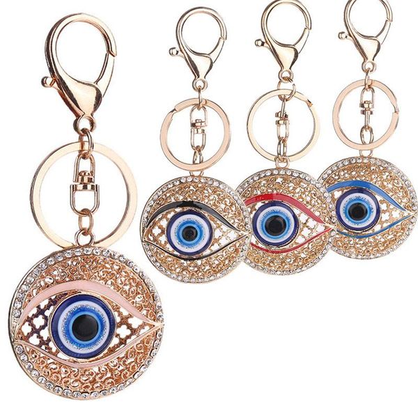 keychains alloy crystal evil eye key ring keychain charms handbag pendant car decor chains xin-, Silver