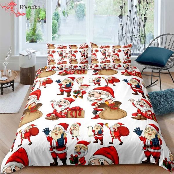 

bedding sets christmas set twin king  duvet cover 2/3 pcs cartoon santa claus print pillowcase bed bedroom decor
