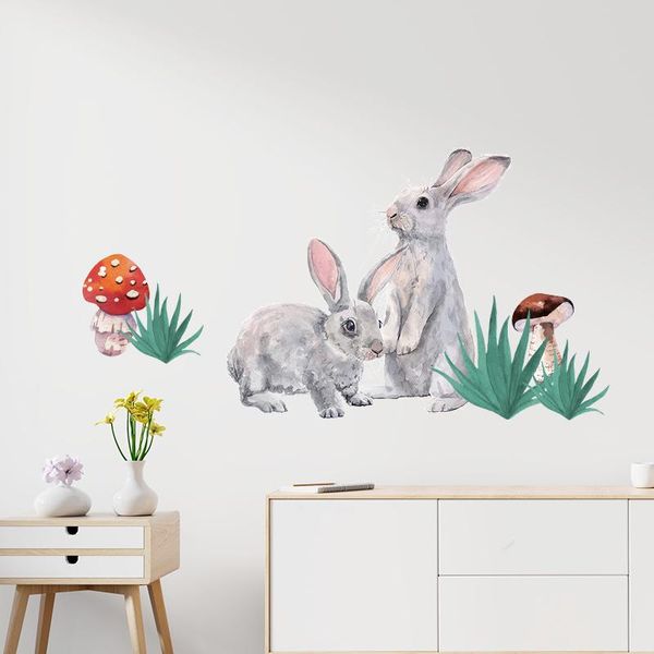 

wall stickers watercolor two cute grey on the grass for kids room baby nursery decoration decals murals decor