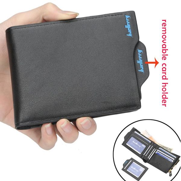 

wallets luxury men's wallet leather solid slim men pu bifold short holders coin purses business purse male, Red;black