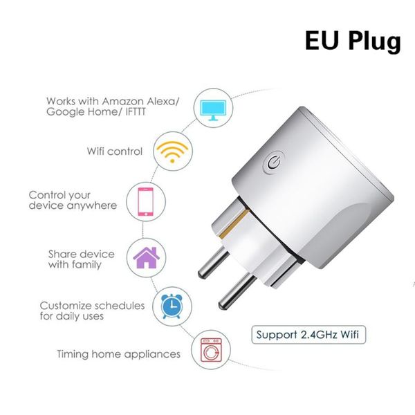 

smart power plugs wifi socket eu plug works voice remote control with alexa google assistant household electricity accessories