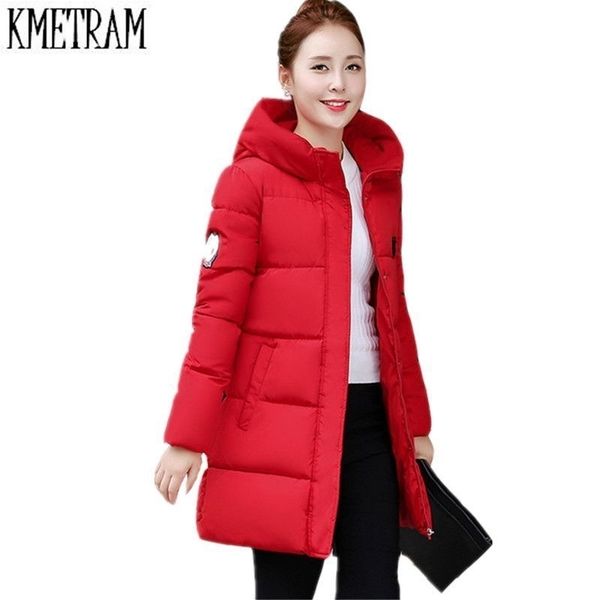 

new winter jacket women hooded thicken coat female fashion warm outwear down cotton-padded long wadded jacket coat parka t200114, Black