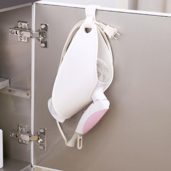 

bathroom rack wall plastic storage hair dryer holder space saving no drilling stand hanging organizer