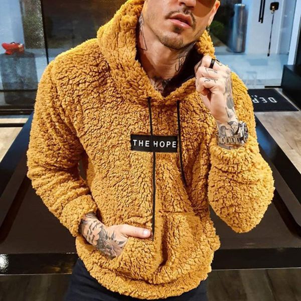 

men's hoodies & sweatshirts sweatshirt with hood letter print fashion drawstring polar fleece long sleeve hoodie 2021 fall winter, Black