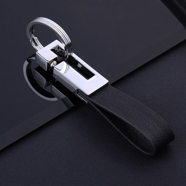 

keychains 10pcs/lot genuine leather keychain key ring through belt car chain holder sleutelhanger llaveros hombre, Silver