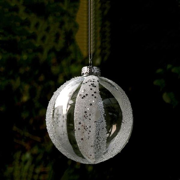 

party decoration 12pcs/pack diameter=10cm transparent glass globe christmas day hand beads sticking hanging ball pendant festival