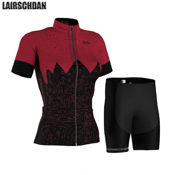 

racing sets lairschdan 2021 summer women cycling jersey set red bicycle uniform mtb clothes suit triathlon bike wear fietskleding dames, Black;blue