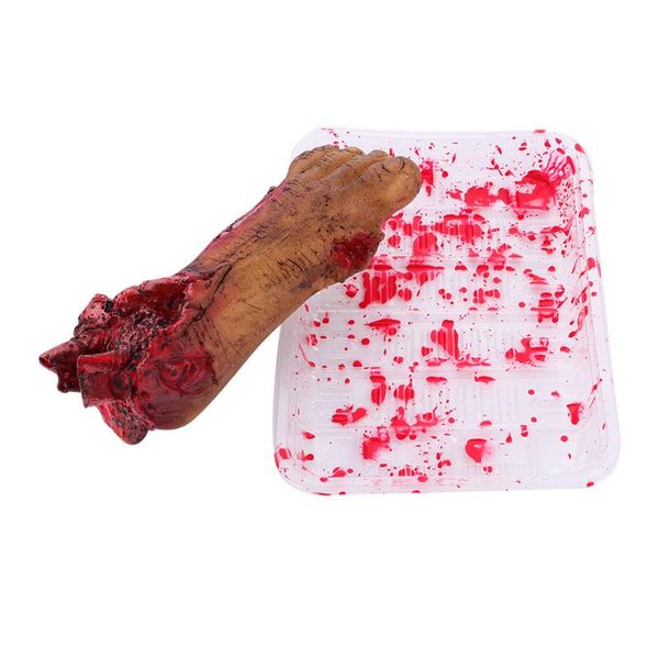 

party decoration 1pc trick bloody foot with dish creepy (red)