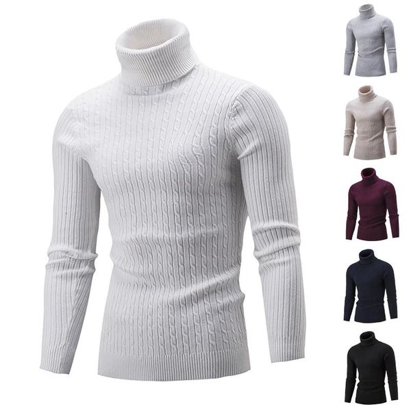 

men's sweaters winter warm men mock neck basic plain t-shirt blouse pullover long sleeve male outwear slim fit stretch fashion sweater, White;black