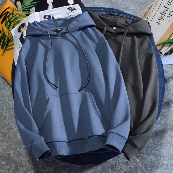 

350g autumn winter solid color plush thickened oversize off shoulder men's and women's round neck hoodie, Black