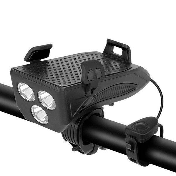 

cell phone mounts & holders 4 in 1 bicycle light holder bracket bike horn alarm bell power bank accessories cycling front lamp mt